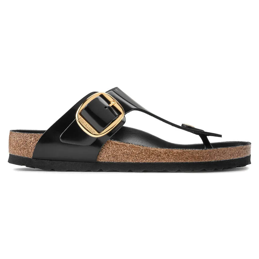 Women's Gizeh Big Buckle Natural Leather Patent High Shine Black Regular/Wide