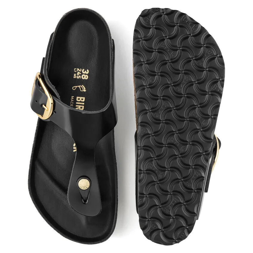Women's Gizeh Big Buckle Natural Leather Patent High Shine Black Regular/Wide