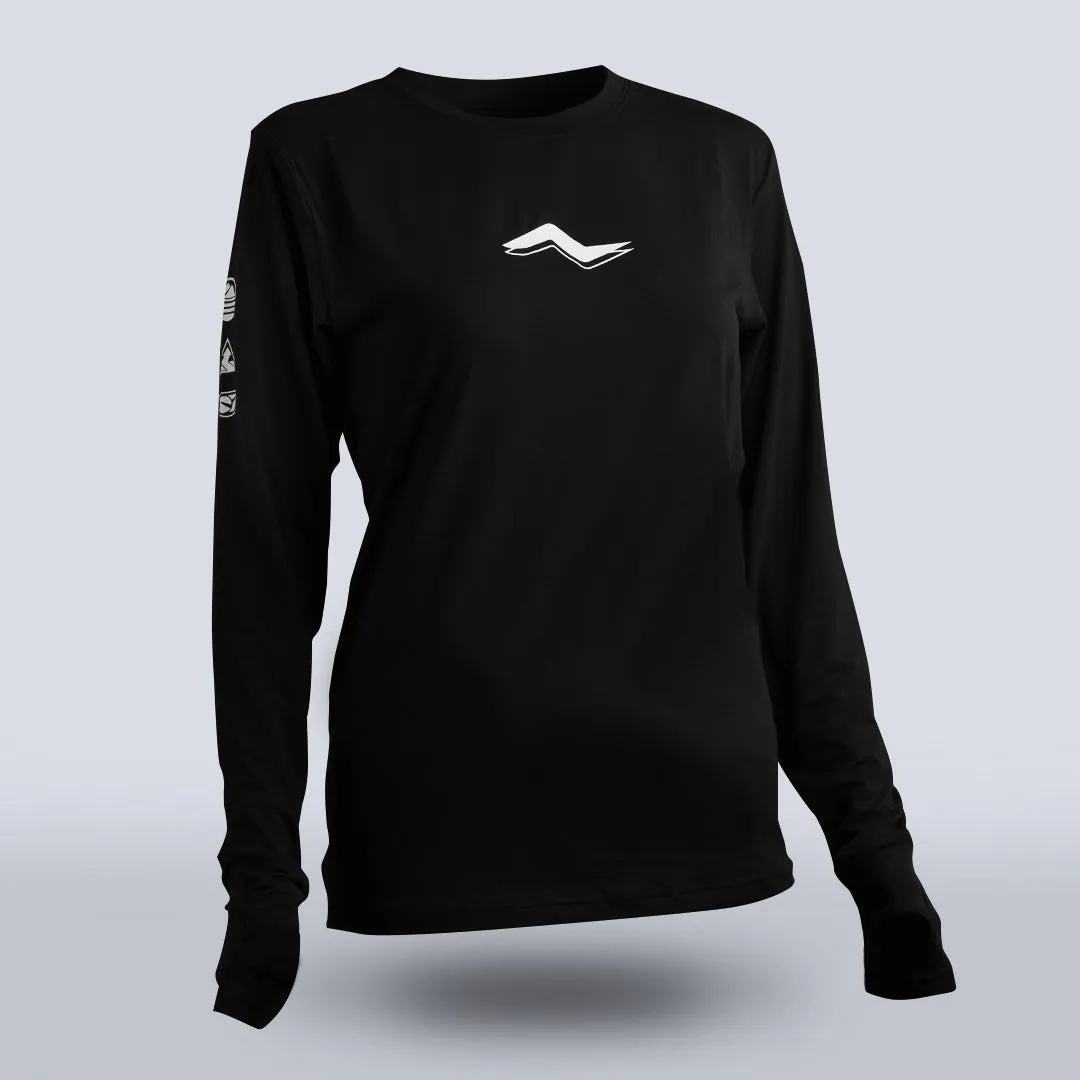 Women's Tarkine Long Sleeve Ultra-Eco Run Tee (Black/Standard Thickness)